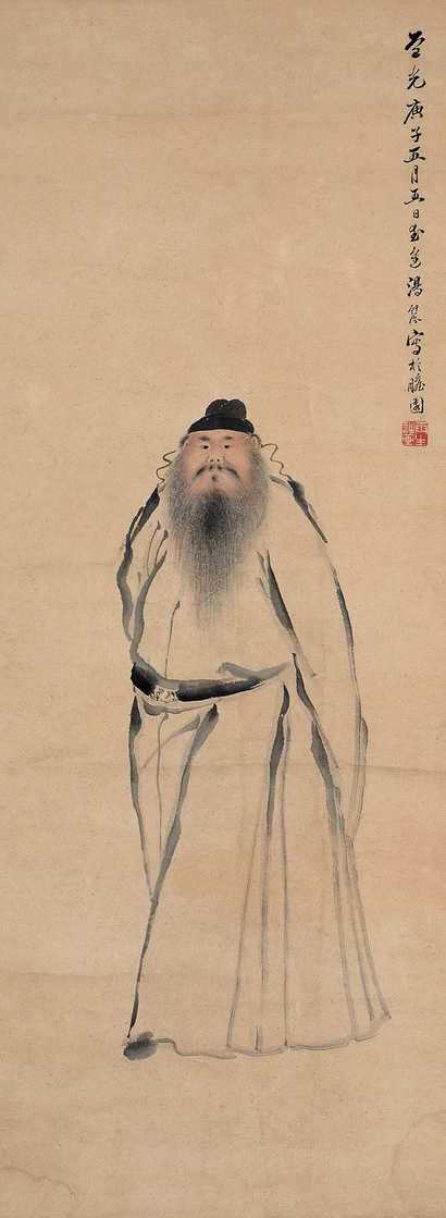 汤贻芬 庚子（1840年）作 钟进士图 立轴